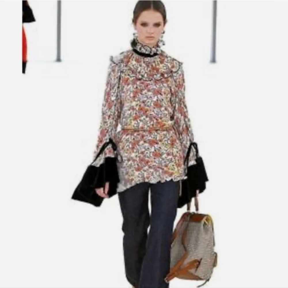 Tory Burch Runway Orange, Yellow and Purple Floral Dress Fabric